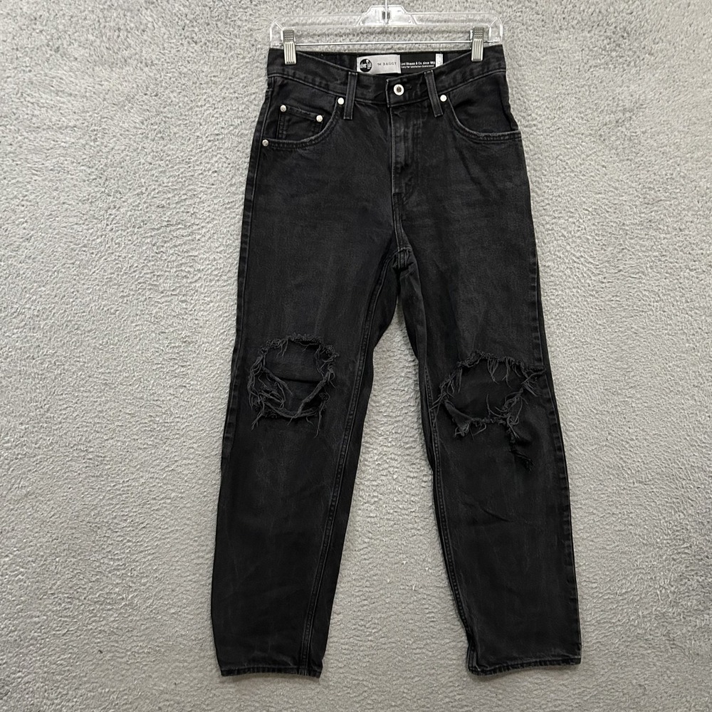 Levis Jeans Womens 26 Black Denim Silvertab '94 Baggy Distressed Cotton 26x31